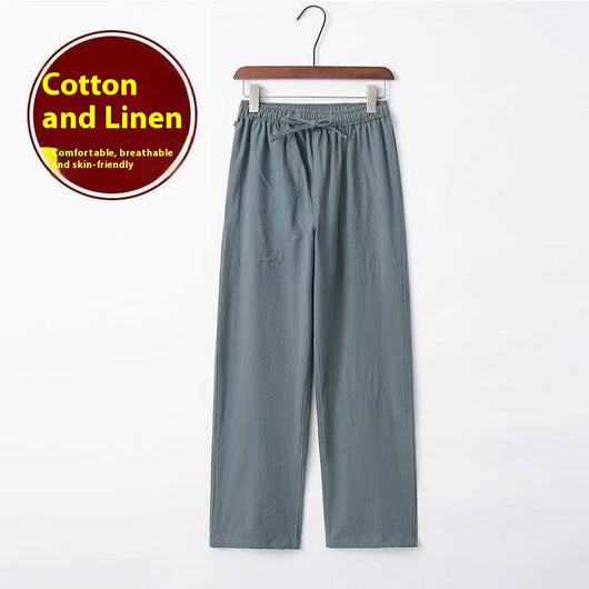 Pantalones de Lino Hombre Corte Recto Retro Sueltos - Image 10