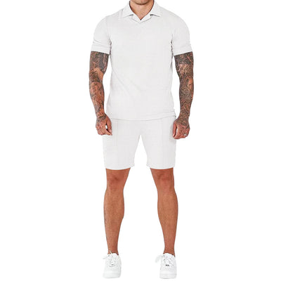 Conjunto Polo Texturizado V-neck y Shorts para Hombre - Image 19
