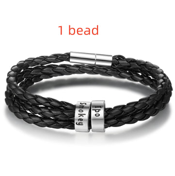 Pulsera de Cuero Trenzado Personalizada para Hombre con Nombre y Acero Inoxidable - Image 87