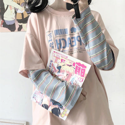 Camiseta Vintage Japonesa Falso Dos Piezas Manga Larga - Image 3