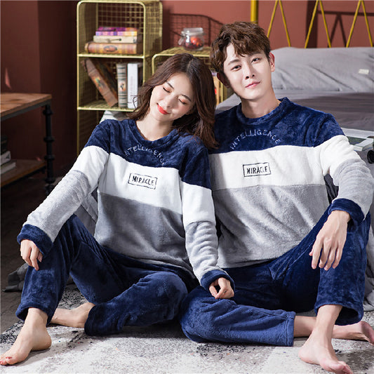 Pijama de Pareja en Felpa Coral para Primavera, Otoño e Invierno