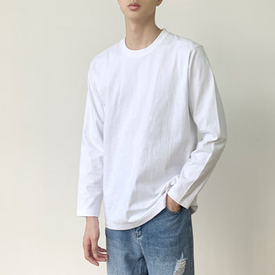 Camiseta Manga Larga Blanca Hombre Algodón Puro Oversized - Image 4