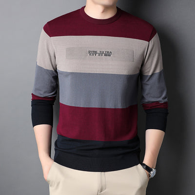 Suéter Cuello Redondo a Rayas para Hombre - Image 4