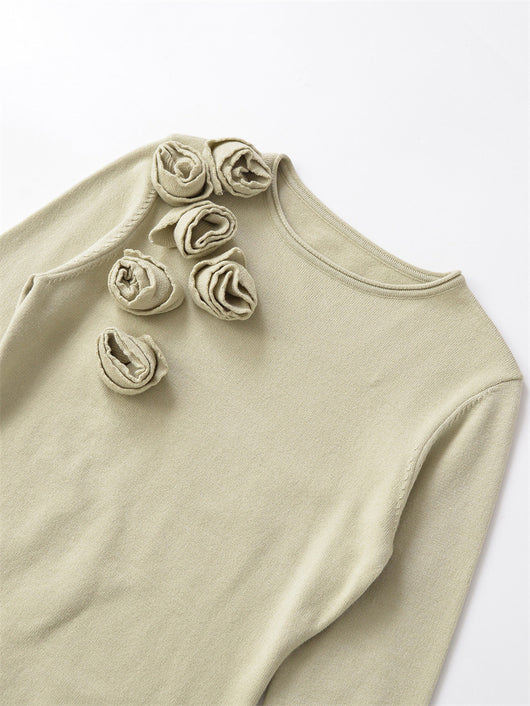 Suéter de Punto para Mujer con Cuello Redondo y Detalles Florales - Image 18