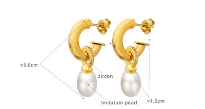 Aretes de Perla Barroca en C con Diseño Personalizado Europeo - Image 6
