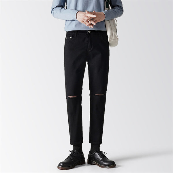 Jeans Cortos Rectos Color Liso para Hombre
