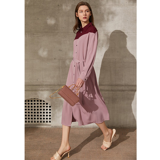 Vestido Ejecutivo Amplio con Contraste de Colores