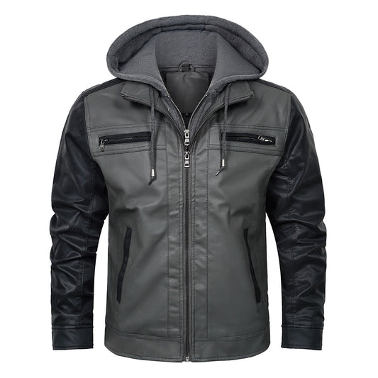 Chaqueta de Cuero con Costuras Artesanales