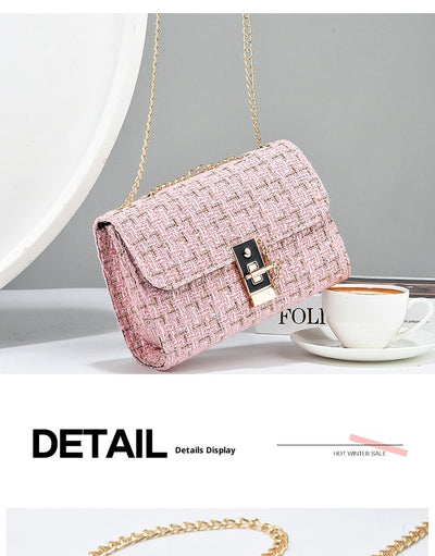Bolsa de Hombro de Lana con Cierre Retorcido - Bolso Versátil para Mujer con Contraste en Seda Dorada - Image 19