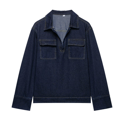 Conjunto Denim Vintage Azul Suelto - Camisa Manga Larga y Pantalón - Image 23
