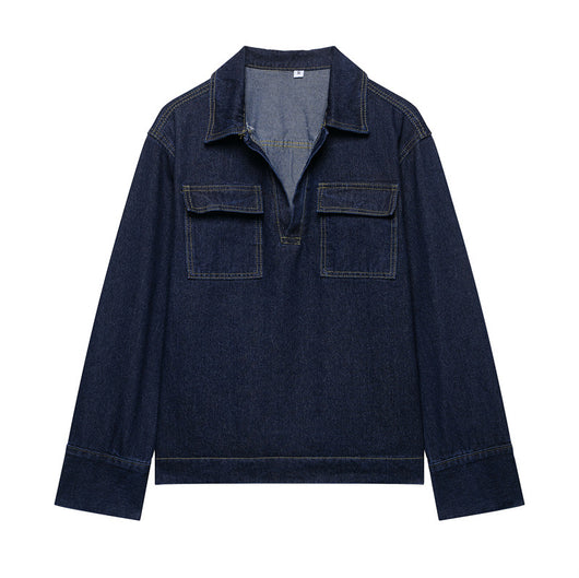Conjunto Denim Vintage Azul Suelto - Camisa Manga Larga y Pantalón - Image 23