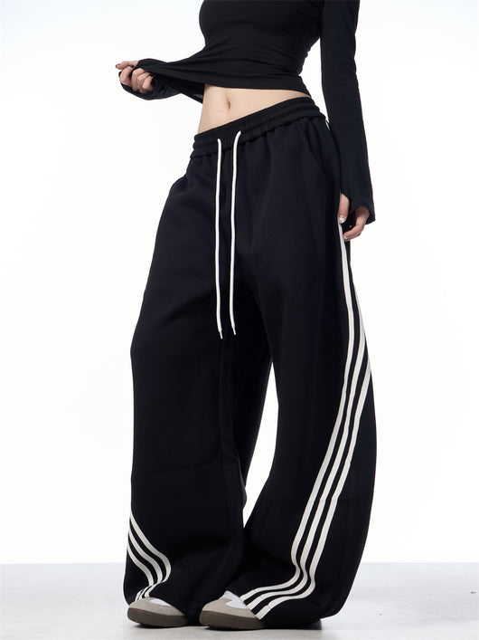 Pantalones Casuales Anchos a Rayas con Cordones - Image 22