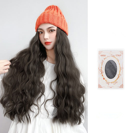 Gorro Tejido Integrado con Peluca de Cabello Rizado Efecto Agua - Image 3