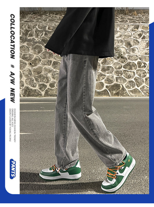 Jeans Grises Holgados de Pierna Recta para Hombre - Image 8