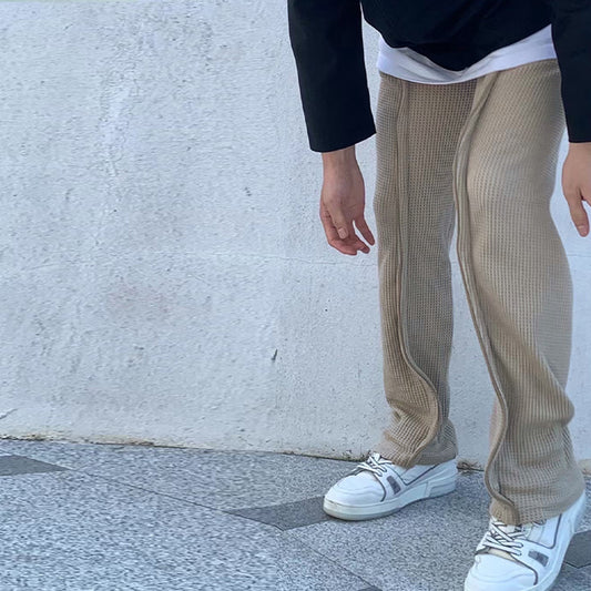 Pantalones Casuales Micro Acampanados con Textura Waffle