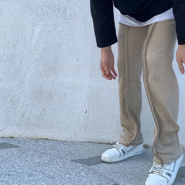 Pantalones Casuales Micro Acampanados con Textura Waffle