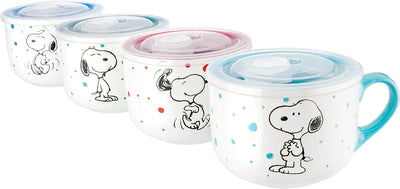 Set de 4 cuencos apilables de gres Peanuts – Snoopy y amigos, 14 cm, aptos para microondas y lavavajillas - Tekeno