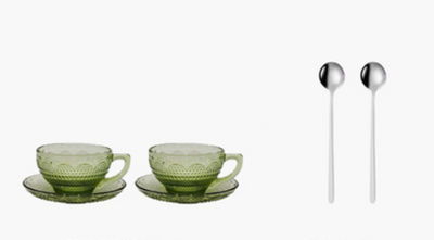 Taza de Café de Vidrio Grueso con Plato - Diseño Floral Retro Resistente al Calor - Image 5