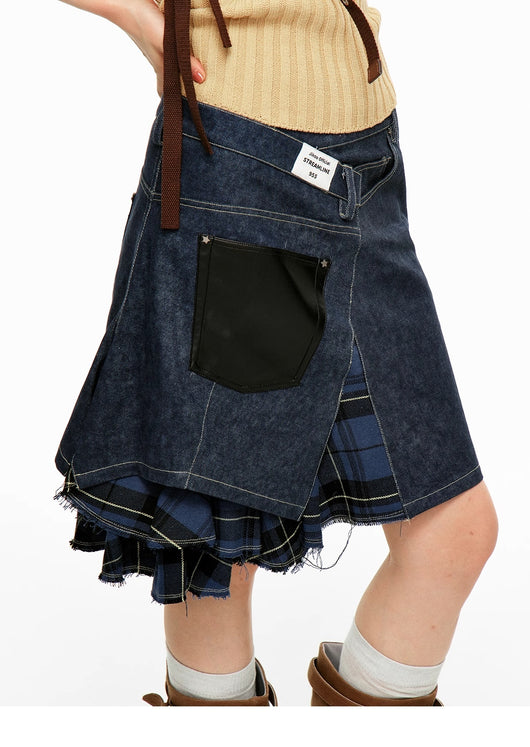 Falda Midi Twill con Flecos y Detalles Combinados - Image 23