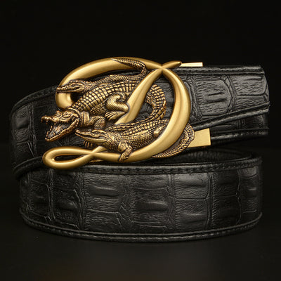 Cinturón de Cuero Genuino para Hombre con Hebilla Cocodrilo Automática - Image 16