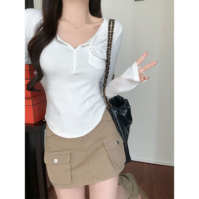 Blusa Larga Elegante Ajustada con Botones para Mujer - Image 4