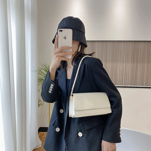 Bolsa de Hombro Única en Color Sólido para Mujer