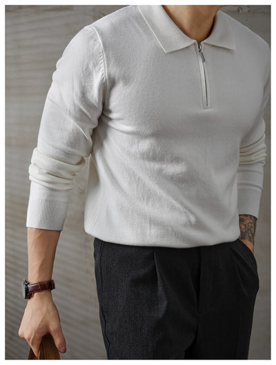 Suéter Polo de Manga Larga con Cierre Medio para Hombre - Image 9