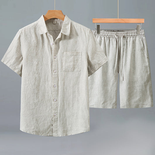 Camisa de Lino Manga Corta para Hombre - Traje Ejecutivo - Image 6