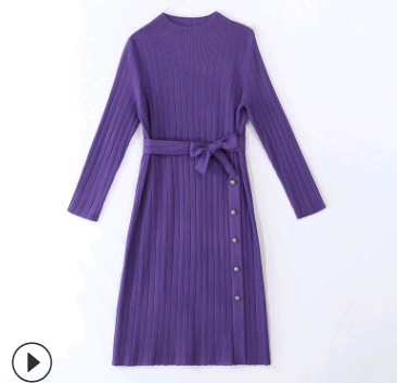 Vestido Suéter Invierno Mujer a Rayas Diseño Slim A-Line