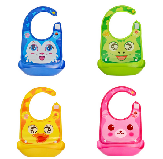 Babero infantil impermeable con bolsillo coleccionable de silicona