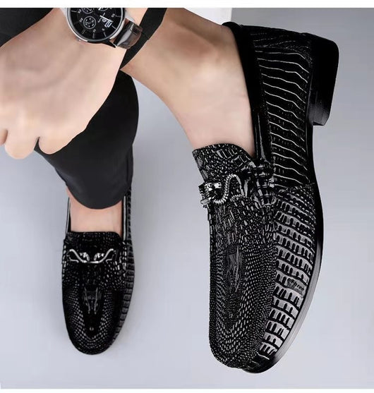 Mocasines de Piel Grabada con Textura de Serpiente para Conducir - Image 12