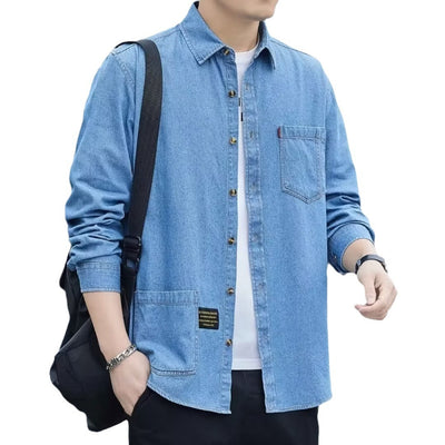 Camisa Vaquera Azul de Manga Larga para Hombre - Image 4