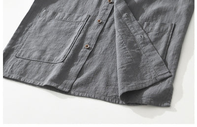 Camisa Ligera de Algodón, Lino y Ramio con Solapa - Manga Corta - Image 30