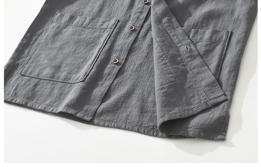 Camisa Ligera de Algodón, Lino y Ramio con Solapa - Manga Corta - Image 30