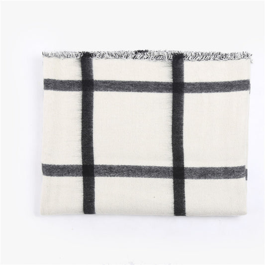Bufanda Reversible Doble Cara en Falso Cashmere Blanco y Negro - Image 2