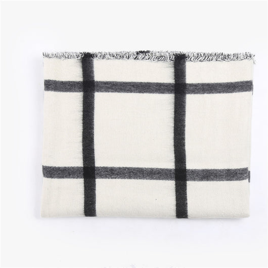 Bufanda Reversible Doble Cara en Falso Cashmere Blanco y Negro - Image 2