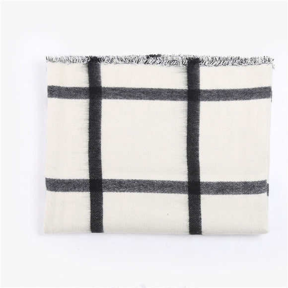 Bufanda Reversible Doble Cara en Falso Cashmere Blanco y Negro