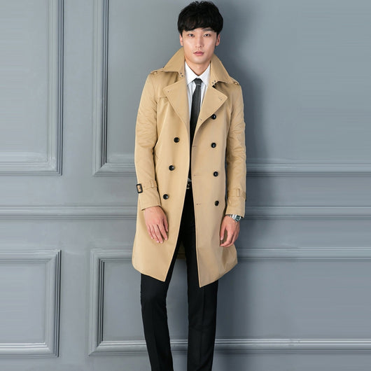 Abrigo Ejecutivo Doble Botonadura Primavera Otoño Slim Fit Estilo Británico - Image 8