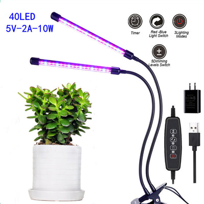 Luz LED de Cultivo con Control de Intensidad y Temporizador USB