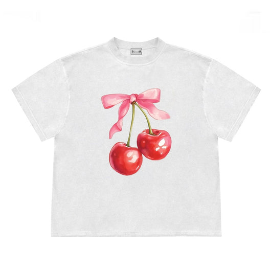 Camiseta Vintage para Mujer con Estampado de Moños de Cereza - Image 11