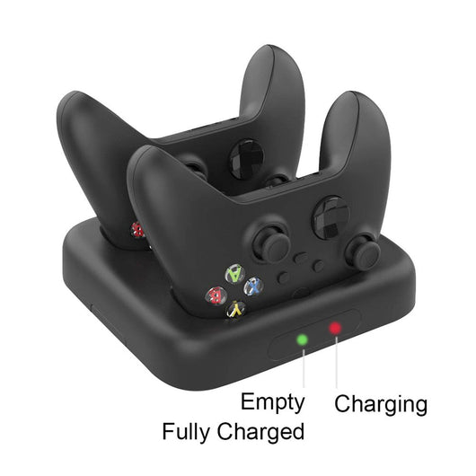 Black dual charging dock for Xbox Series S/X wireless controllers, featuring two dedicated charging slots. - Image 5