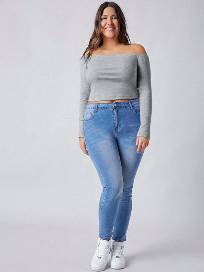 Blusa Elegante Fuera del Hombro Ajustada de Manga Larga para Otoño e Invierno - Image 12