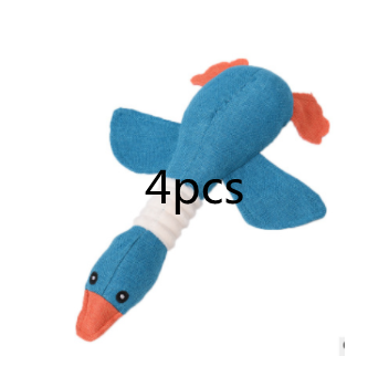 Plush teal duck dog toy with orange beak and feet, and a white ribbed neck, designed for sounding and puzzling. - Image 39