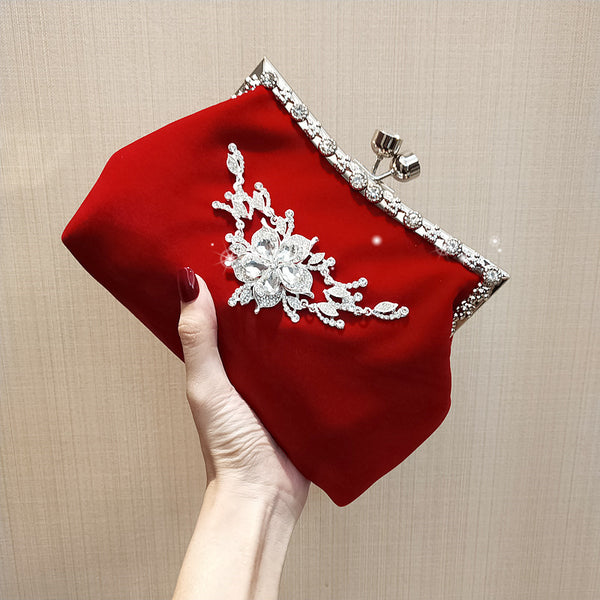 Bolso de Noche Terciopelo con Strass Diagonal