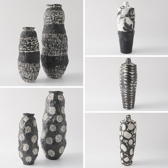 Vaso de Cerâmica Pintado à Mão Estilo Wabi-sabi Preto