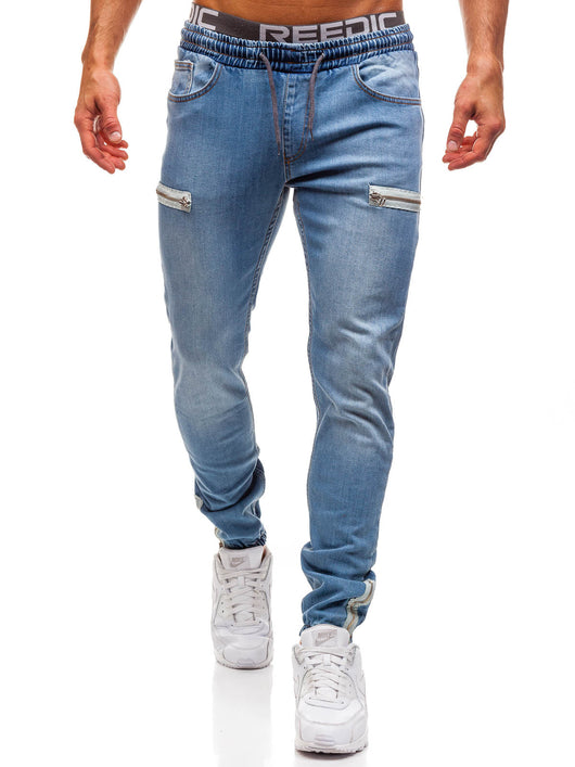 Jeans Casuales para Hombre con Diseño Escarche y Cierre Deportivo - Image 5