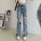 Jeans Retrô de Cintura Alta Retos com Rasgos