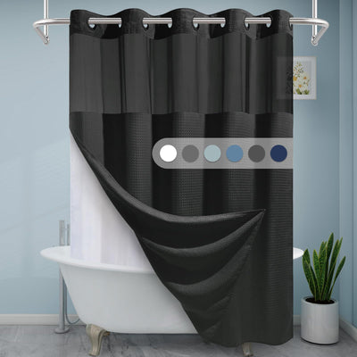 Cortina de Baño Doble Capa con Hebilla Grande - Diseño Liso y Moderno - Image 38