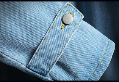 Abrigo Tipo Trench Denim Hombre Largo Casual Suelto - Image 17