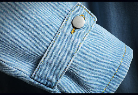 Abrigo Tipo Trench Denim Hombre Largo Casual Suelto - Image 17
